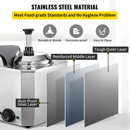 010495842953 - 2.4Qt Stainless Steel Cheese Warmer with Temperature Control