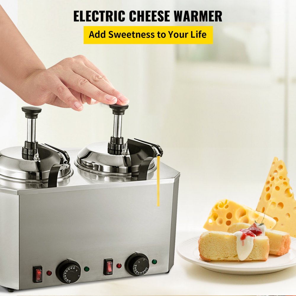 010322835067 - Stainless Steel Cheese Warmer & Dispenser with Dual Spout, 5.28 Qt