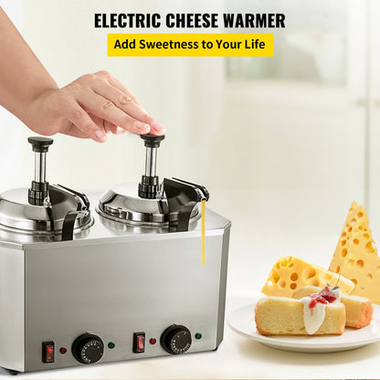 010322835067 - Stainless Steel Cheese Warmer & Dispenser with Dual Spout, 5.28 Qt