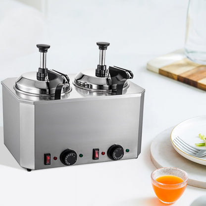 010322835067 - Stainless Steel Cheese Warmer & Dispenser with Dual Spout, 5.28 Qt