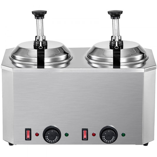 010322835067 - Stainless Steel Cheese Warmer & Dispenser with Dual Spout, 5.28 Qt