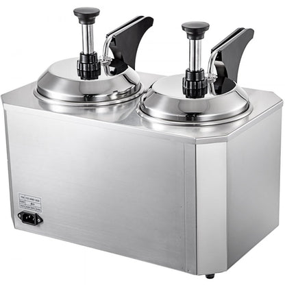 010322835067 - Stainless Steel Cheese Warmer & Dispenser with Dual Spout, 5.28 Qt
