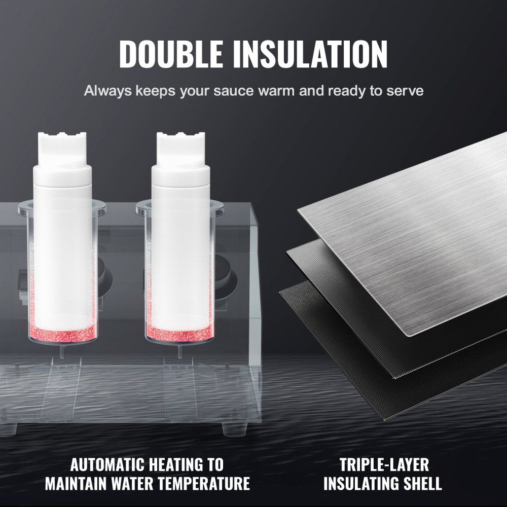 CH-02 - VEVOR Double-Bottle Sauce Warmer, 86-185°F Adjustable Temperature