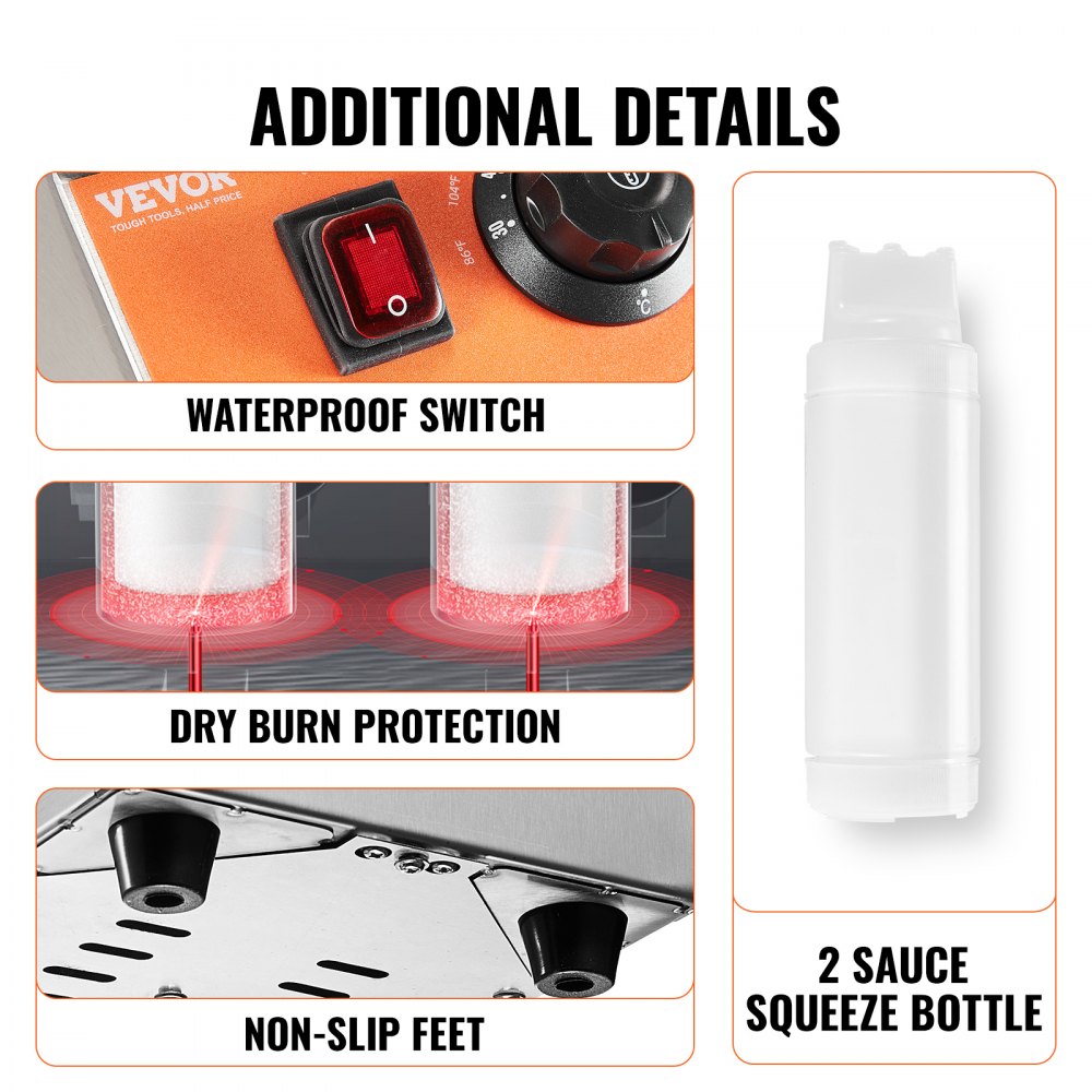 CH-02 - VEVOR Double-Bottle Sauce Warmer, 86-185°F Adjustable Temperature