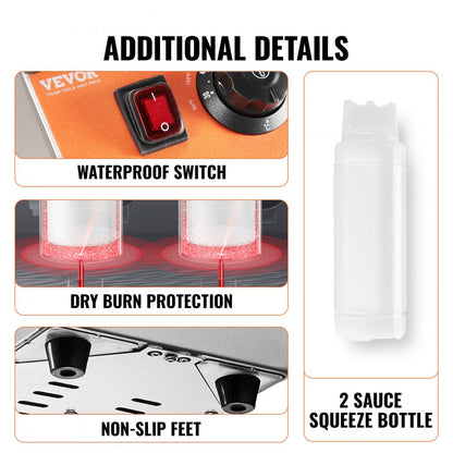 CH-02 - VEVOR Double-Bottle Sauce Warmer, 86-185°F Adjustable Temperature