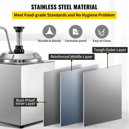 010789328475 - 2.4Qt Stainless Steel Cheese Dispenser with Adjustable Temperature