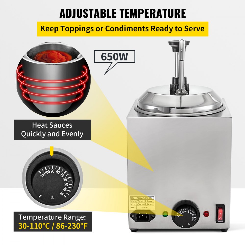 010789328475 - 2.4Qt Stainless Steel Cheese Dispenser with Adjustable Temperature