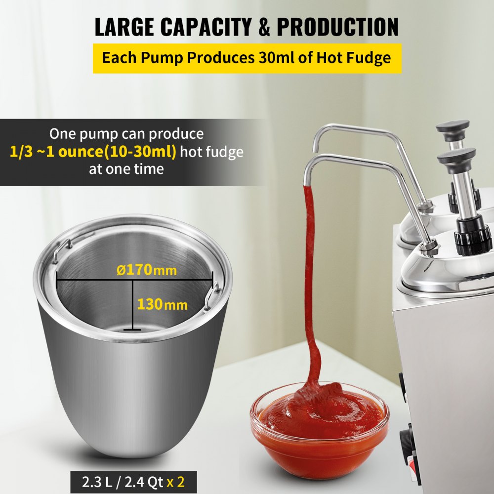 010569312091 - 4.8Qt Stainless Steel Cheese Warmer with 1300W Pump