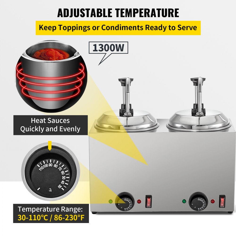 010569312091 - 4.8Qt Stainless Steel Cheese Warmer with 1300W Pump