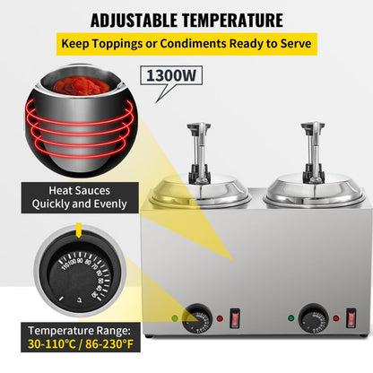010569312091 - 4.8Qt Stainless Steel Cheese Warmer with 1300W Pump