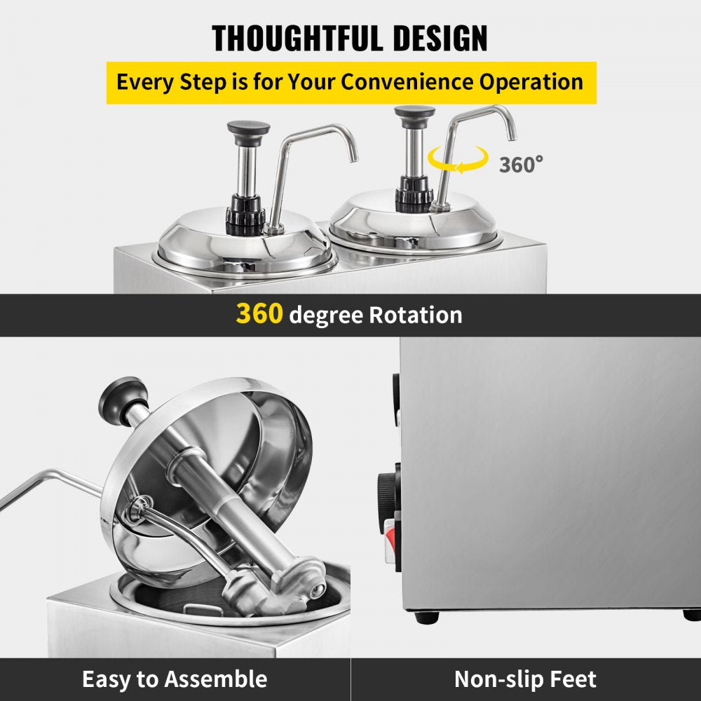 010569312091 - 4.8Qt Stainless Steel Cheese Warmer with 1300W Pump