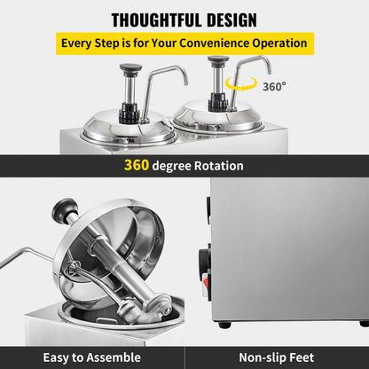 010569312091 - 4.8Qt Stainless Steel Cheese Warmer with 1300W Pump