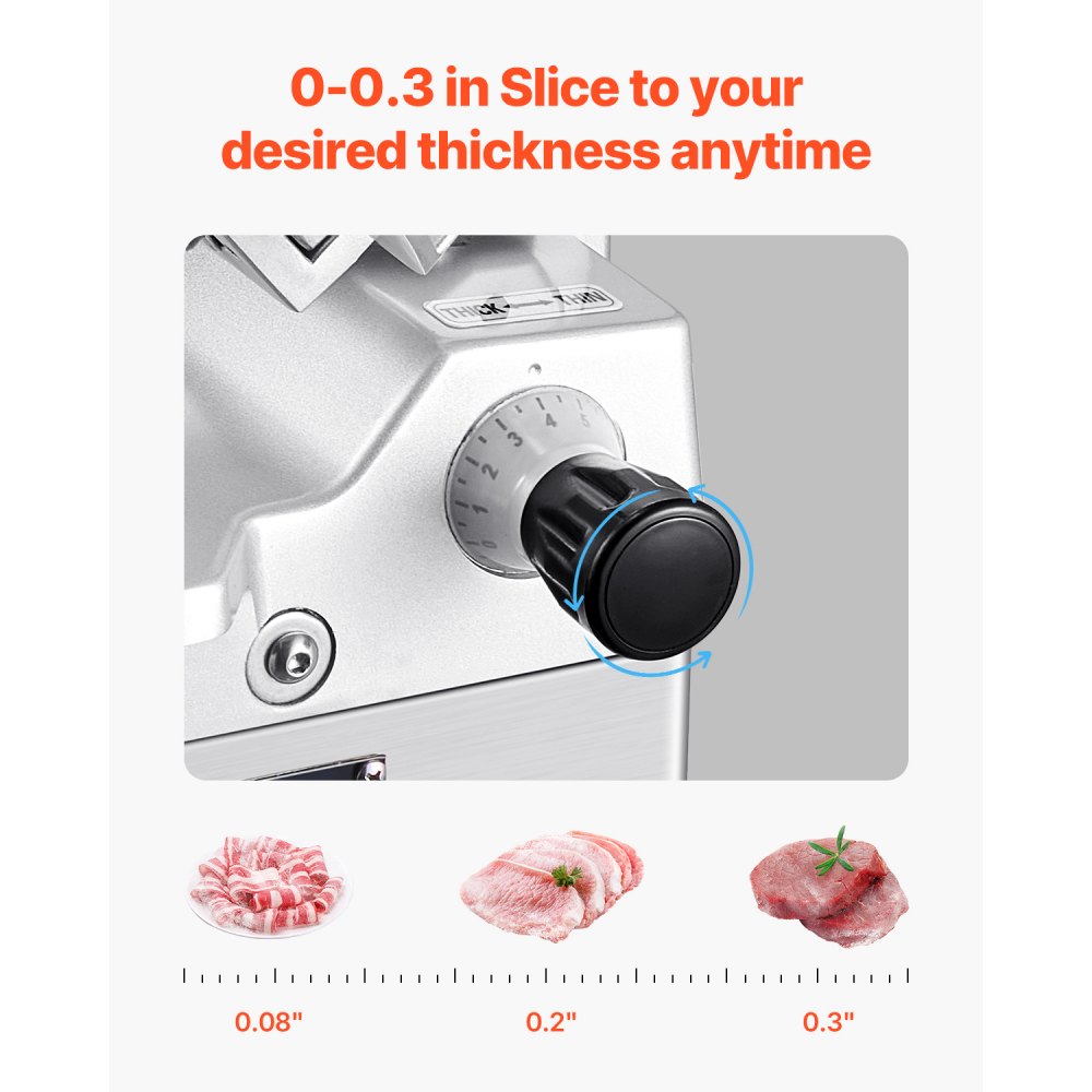 BH-300 - 12" Electric Meat Slicer with 550W Power, Adjustable Thickness