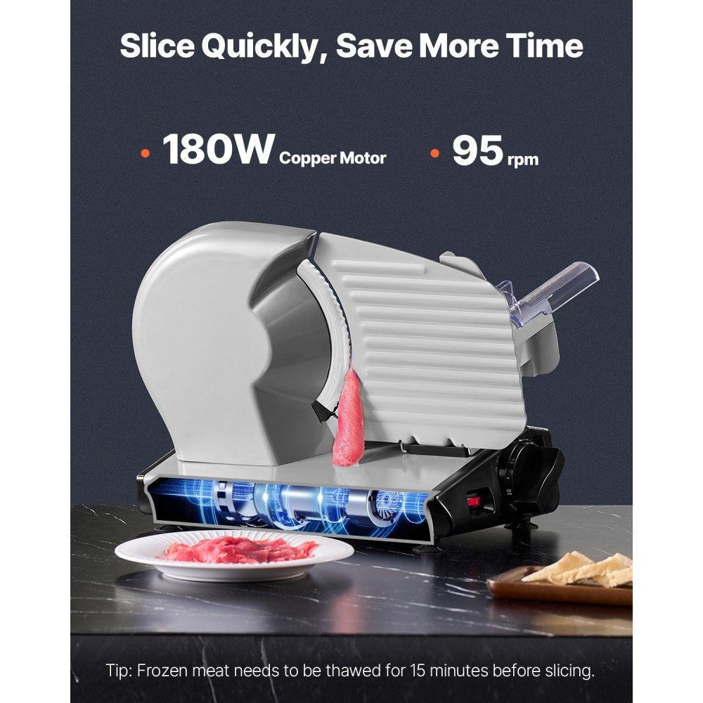 1A-FS204 - 8.7" Electric Meat Slicer, 180W Adjustable Thickness