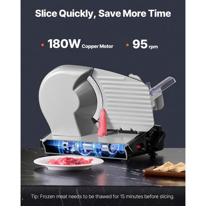 1A-FS204 - 8.7" Electric Meat Slicer, 180W Adjustable Thickness
