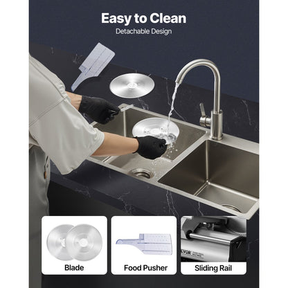 1A-FS204 - 8.7" Electric Meat Slicer, 180W Adjustable Thickness