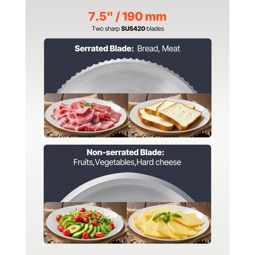 1A-FS201Q - 7.5" Electric Meat Slicer, 180W, Adjustable Thickness for Easy Cutting