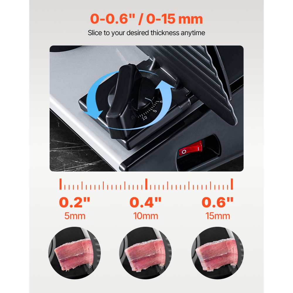 1A-FS201Q - 7.5" Electric Meat Slicer, 180W, Adjustable Thickness for Easy Cutting