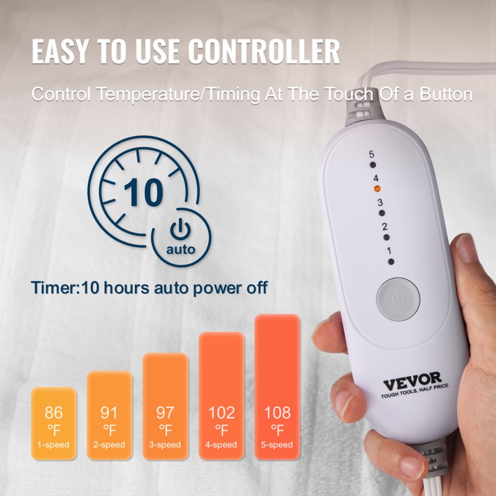 HLMP-CF-NFI-Q - Safe 60" Heated Mattress Pad with Adjustable Heat & Deep Pockets