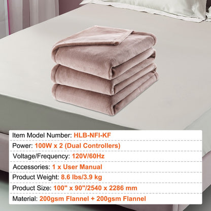 HLB-NFI-KF - 100" x 90" VEVOR Electric Throw Blanket for Even Warmth