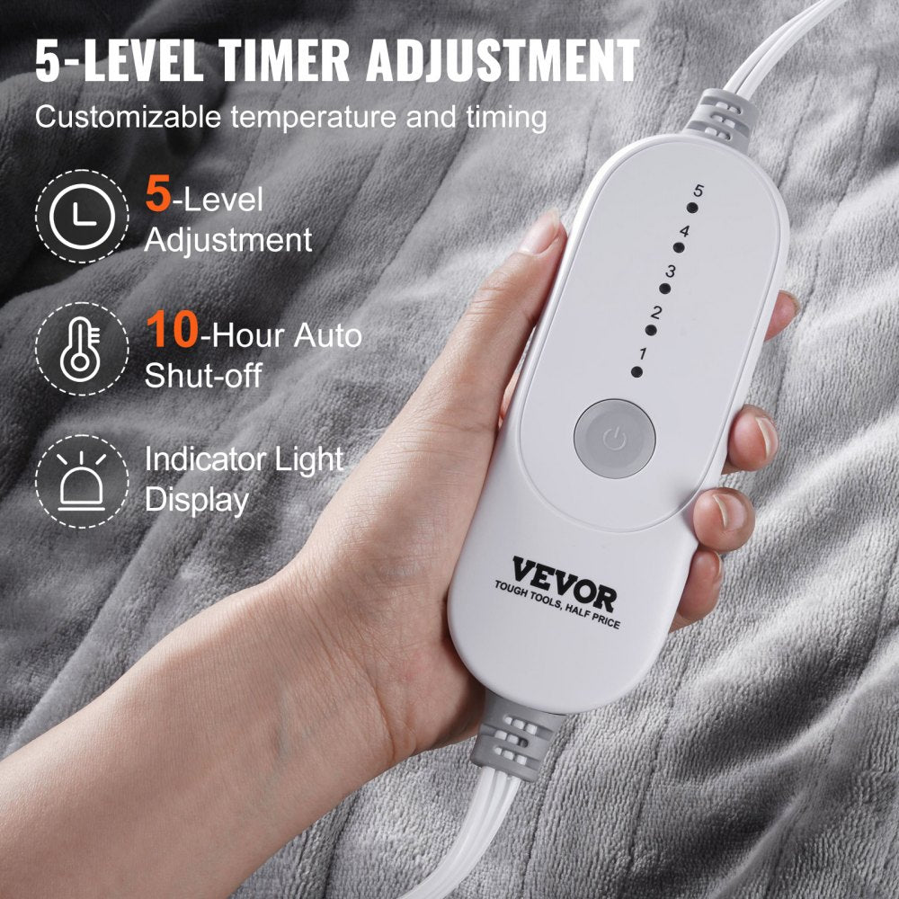 HLB-NFI-FF - 72"x84" Flannel Heated Blanket with 5 Settings and Auto-Off