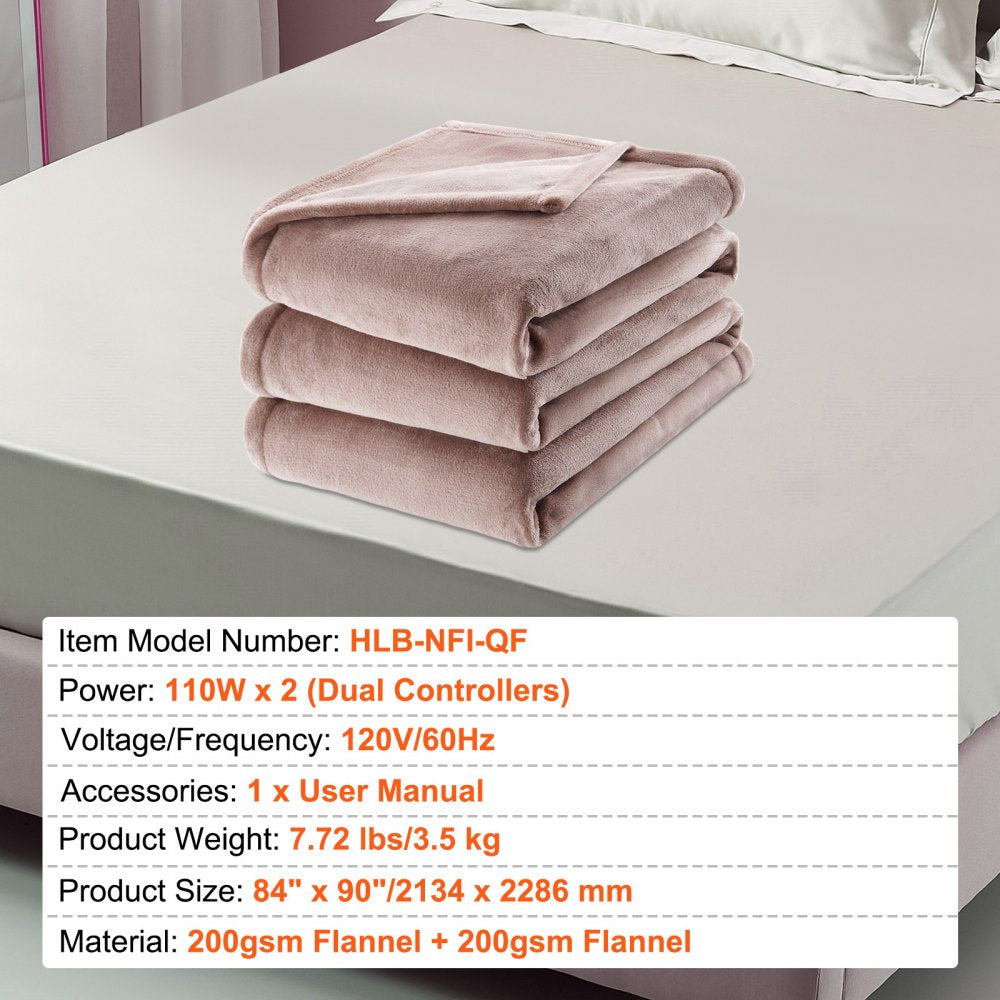HLB-NFI-QF - Ultra-Soft Heated Blanket 84"x90" for Cozy Nights