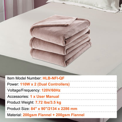 HLB-NFI-QF - Ultra-Soft Heated Blanket 84"x90" for Cozy Nights