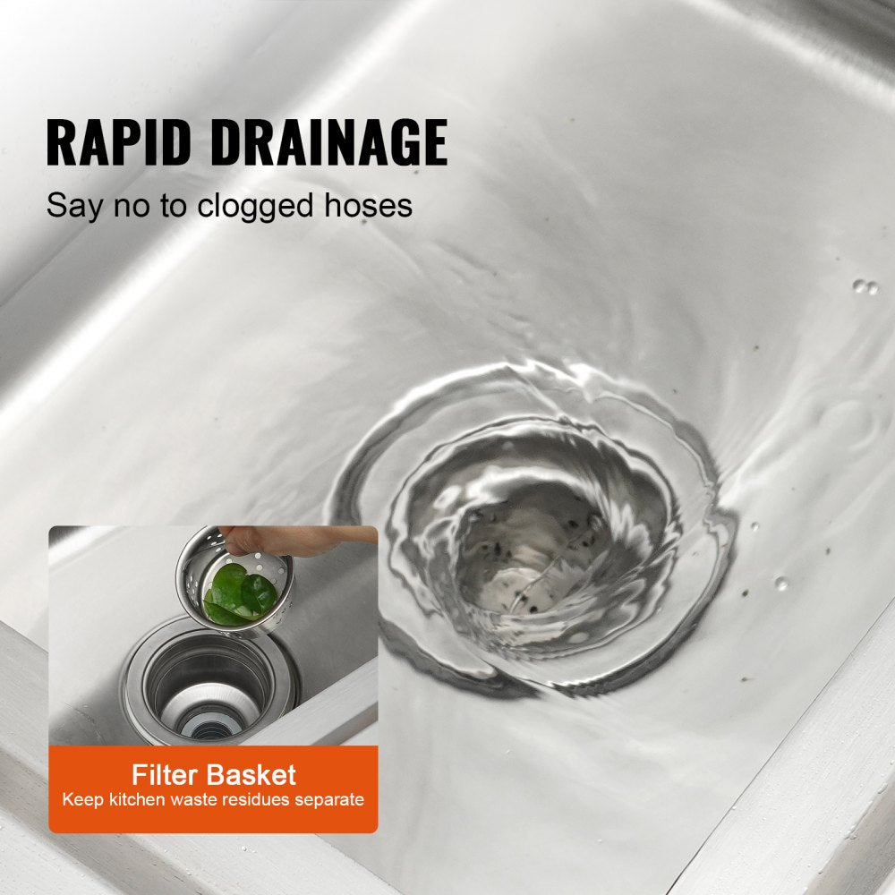 S1 - 8.8-Inch Deep Freestanding Stainless Steel Sink with Adjustable Legs