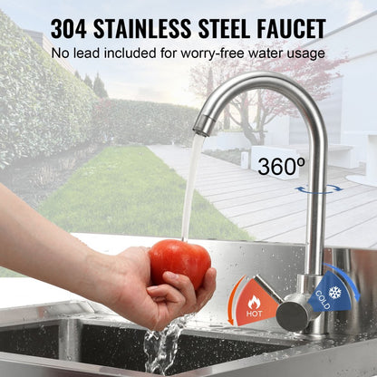 S1 - 8.8-Inch Deep Freestanding Stainless Steel Sink with Adjustable Legs