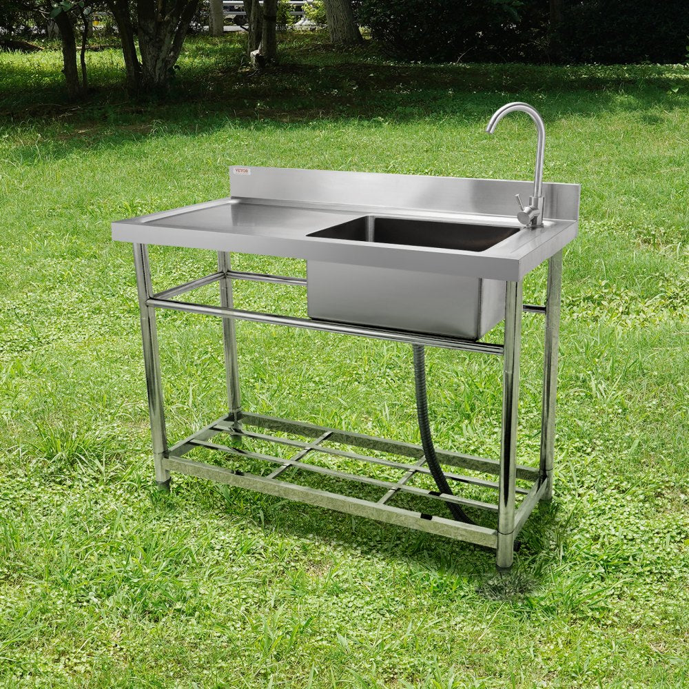 S2-2 - 39.4" Stainless Steel Utility Sink with Workbench for Outdoor Kitchens