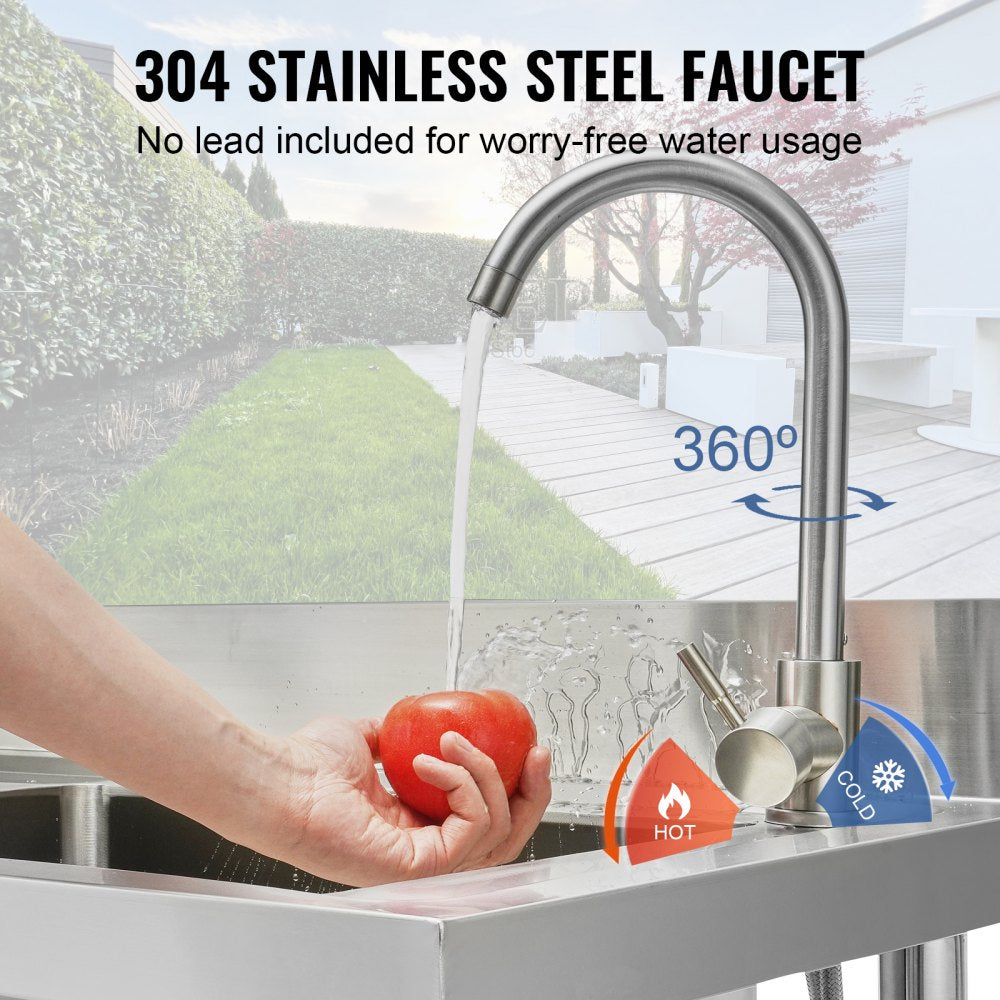 S3-2 - 8.7" Deep Stainless Steel Utility Sink with Adjustable Legs