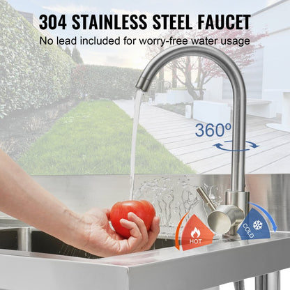 S3-2 - 8.7" Deep Stainless Steel Utility Sink with Adjustable Legs