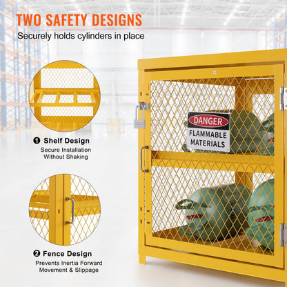 SS-QPG - 31.02"x30.04"x35" Yellow Steel Cylinder Storage Cabinet