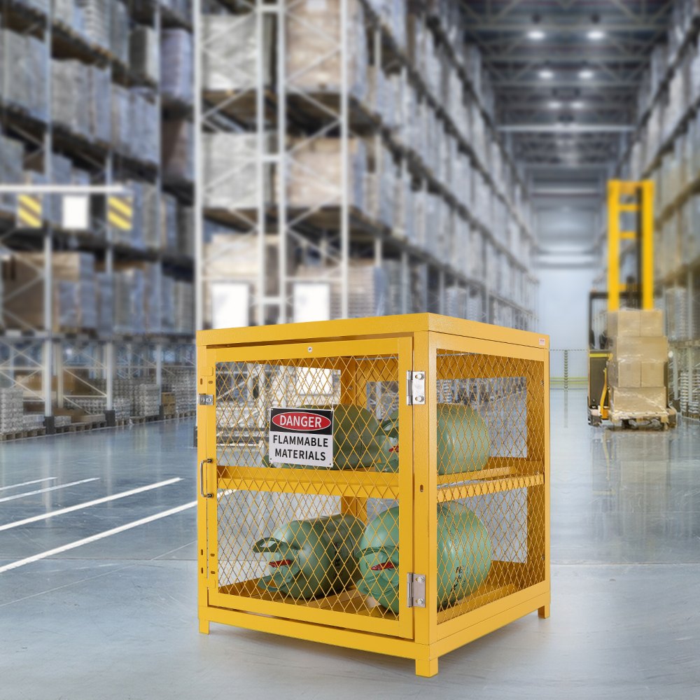 SS-QPG - 31.02"x30.04"x35" Yellow Steel Cylinder Storage Cabinet