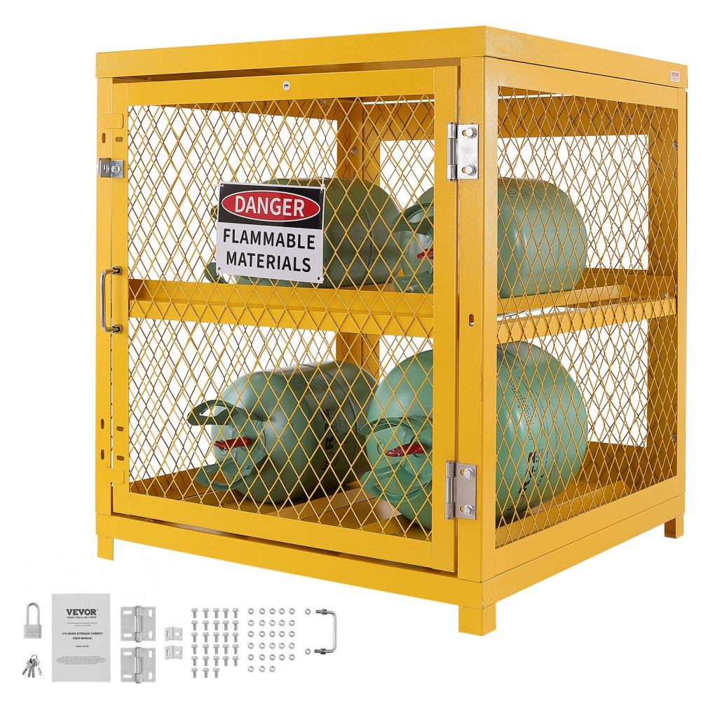 SS-QPG - 31.02"x30.04"x35" Yellow Steel Cylinder Storage Cabinet