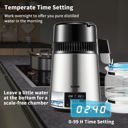 YMK40230 - 4L VEVOR Water Distiller with Dual Temp Display & Timer