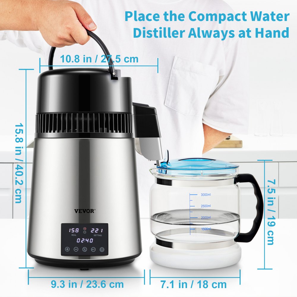 YMK40230 - 4L VEVOR Water Distiller with Dual Temp Display & Timer