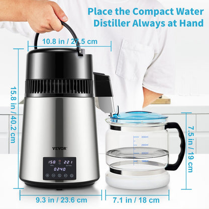 YMK40230 - 4L VEVOR Water Distiller with Dual Temp Display & Timer