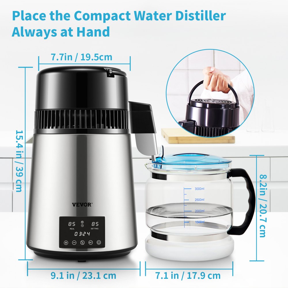 YMK40207 - Compact VEVOR Water Distiller, 0.26 Gal/hr, Easy Use Design