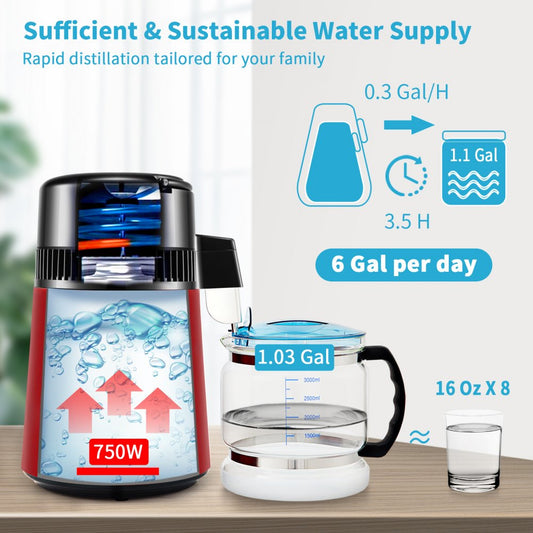 YMK40207 - Compact 4L VEVOR Water Distiller for Home & Office