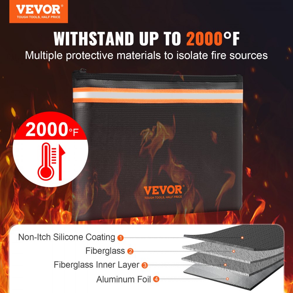 YX20230216-005 - 13.4"x10" Fireproof & Water-Resistant Document Bag