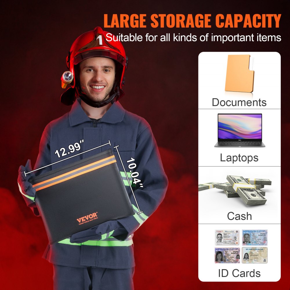 YX20230216-005 - 13.4"x10" Fireproof & Water-Resistant Document Bag