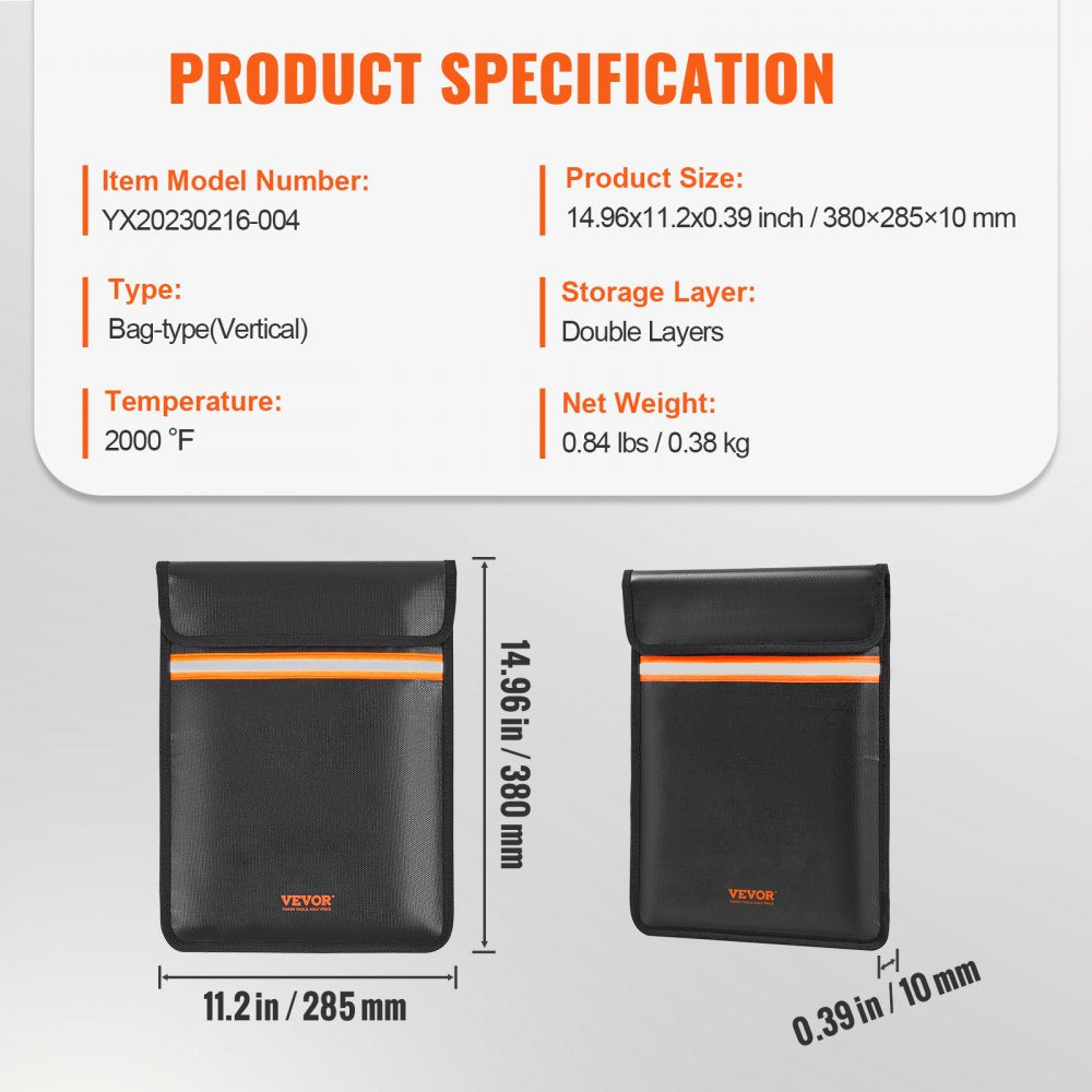 YX20230216-004 - Fireproof & Waterproof Document Bag with Dual Pockets