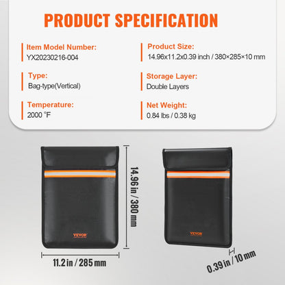 YX20230216-004 - Fireproof & Waterproof Document Bag with Dual Pockets