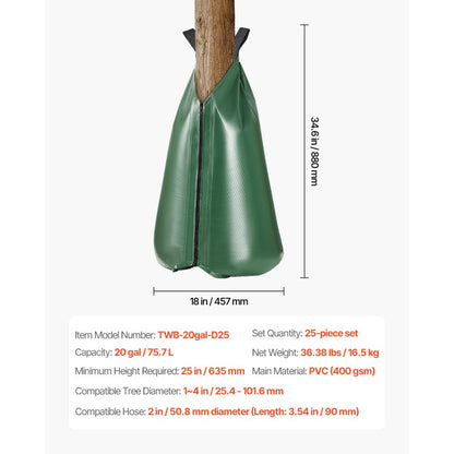 TWB-20gal-D25 - 20-Gallon Tree Watering Bags for Efficient Irrigation, 25 Pack