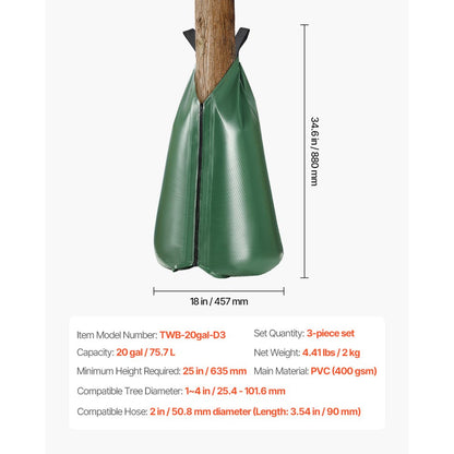 TWB-20gal-D3 - 20-Gallon Slow Release Tree Watering Bag, 3-Pack