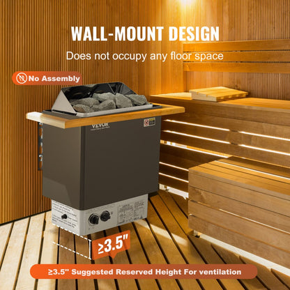 SCA-45NS - 4.5KW VEVOR Sauna Heater, 105-210 cu ft, Stainless Steel