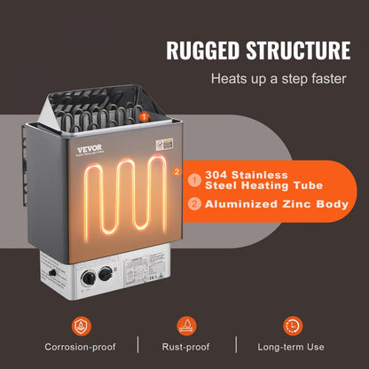 SCA-90BS 9KW Stainless Steel Sauna Heater for 317-459 Cubic Feet