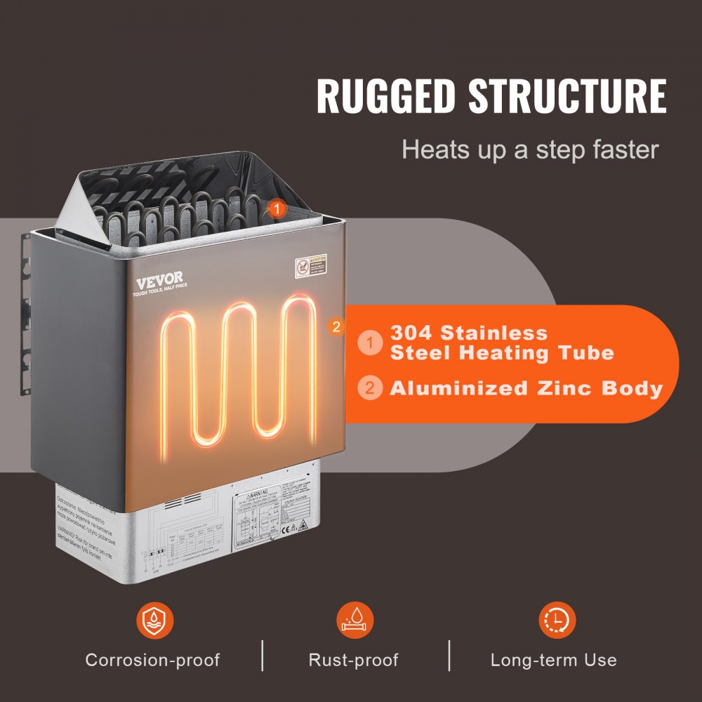 SCA-90BW - 9KW VEVOR Electric Sauna Heater with External Controller