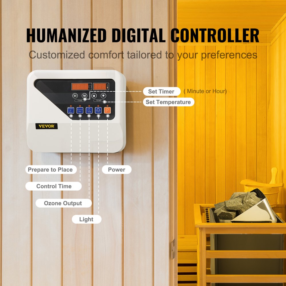 SCA-90BW - 9KW VEVOR Electric Sauna Heater with External Controller